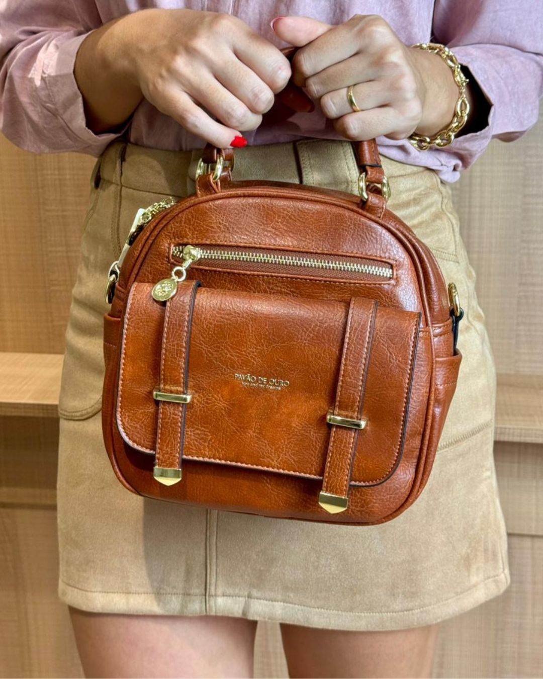 Bolsa Pavão de Ouro Bege claro (off-white)