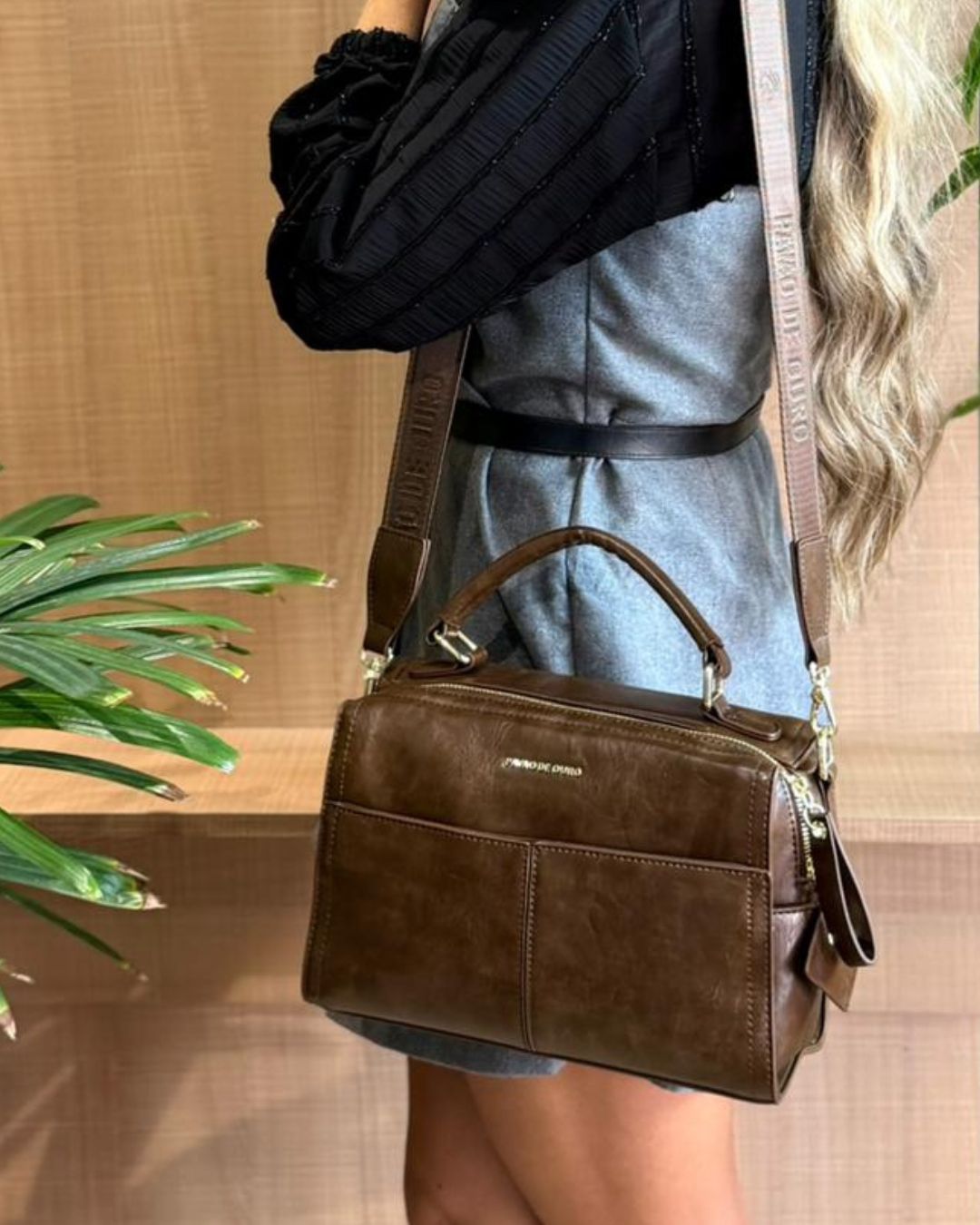 Bolsa Pavão de Ouro Marrom DB45F