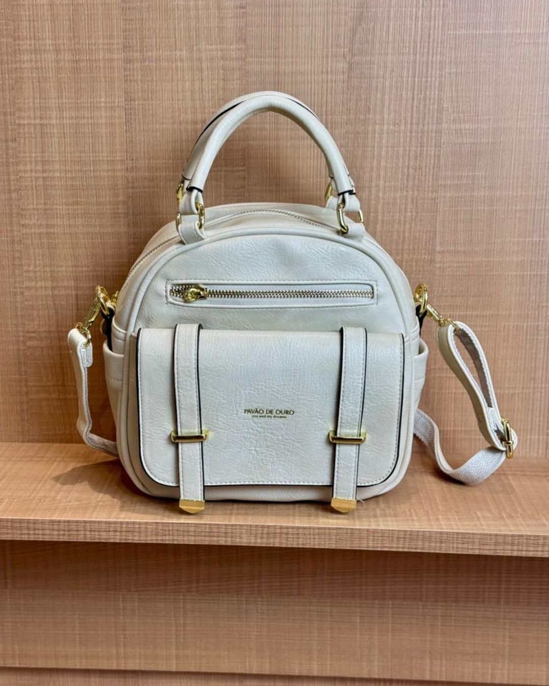 Bolsa Pavão de Ouro Bege claro (off-white)