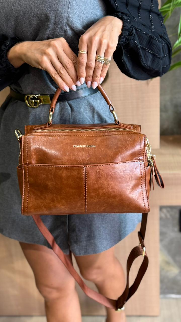 Bolsa pavão de ouro